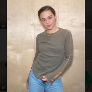Free people dark green thermal long Sleeve shirt